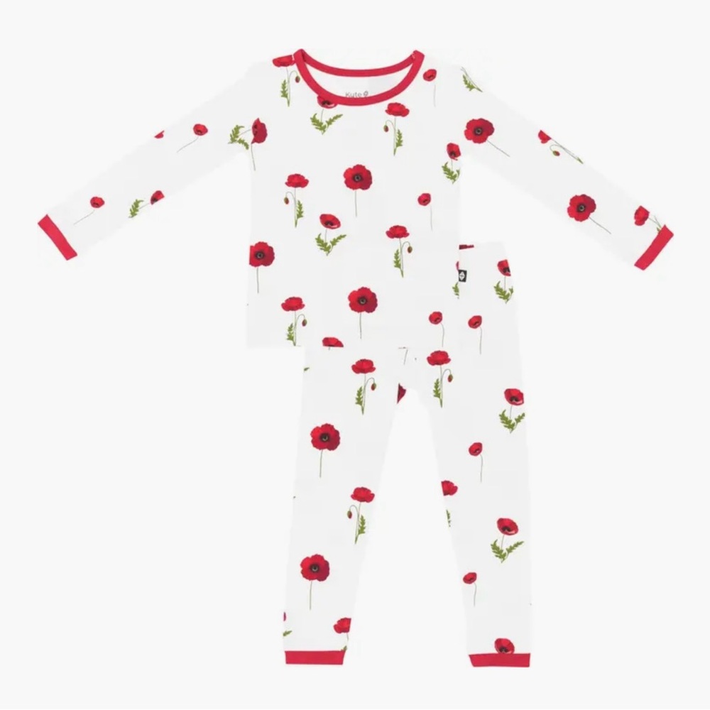 New Kyte BABY Kids Cloud Poppies Fitted Two-Piece Pajamas Set Size 3T
